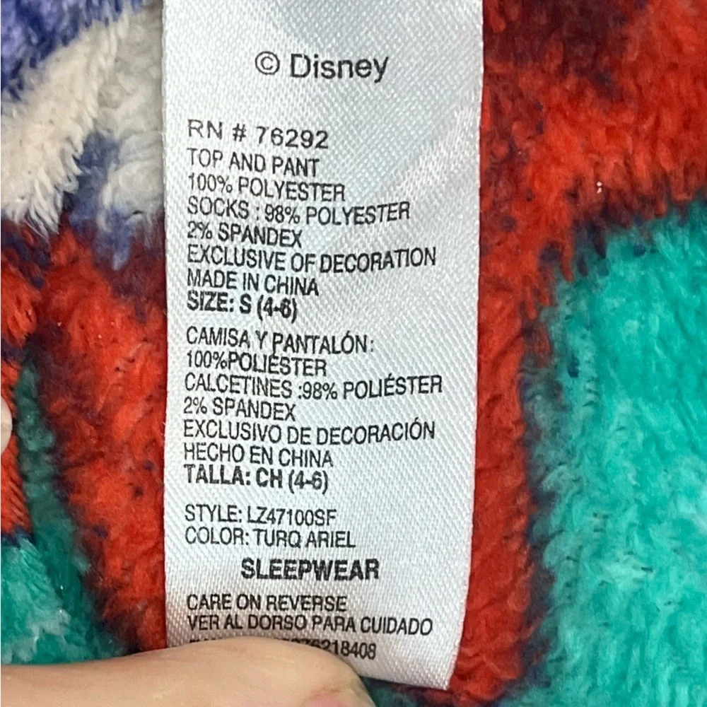Disney Fleece Little Mermaid Ariel Pajamas Set Sz Small Blue - Picture 10 of 16